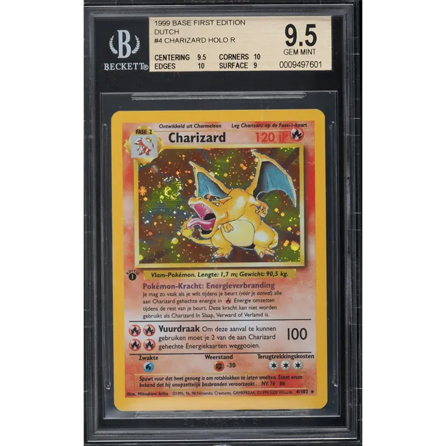 1999 Pokemon Dutch Base Set 1st Edition Holo Charizard #4 BGS 9.5 GEM MINT