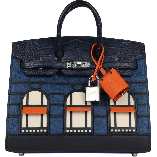 Hermès Night Sac Faubourg Birkin 20 Bleu Marine Matte Alligator Palladium Hardware