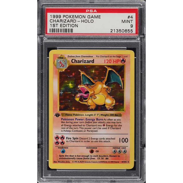 1999 Pokemon Base Set Shadowless 1st Edition Holo Charizard #4 PSA 9 MINT