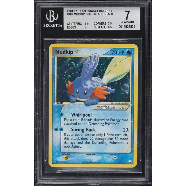 2004 Pokemon EX Team Rocket Returns Holo Mudkip Gold Star #107 BGS 7 NRMT